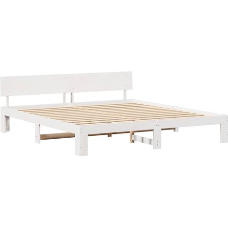 Maison Exclusive - Cadre de lit avec tête de lit Blanc 180 x 200 cm Pin massif (1/4)