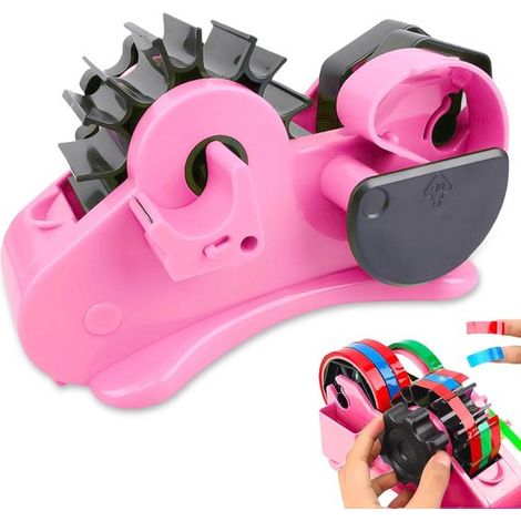 Dispensador de cinta, Distribuidor de cinta magnética semiautomático, Cinta de 35 mm, longitud ajustable, Rosa, Con ranura, 19 x 10 x 12,5 cm (1/5)