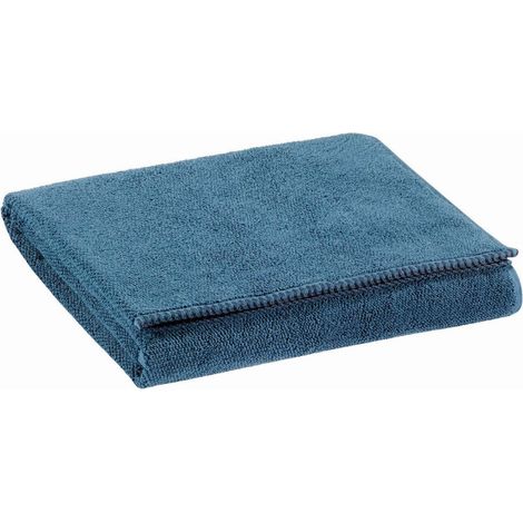Drap de bain 90 x 150 cm en éponge 100% coton grain de riz coloris Acier - PANGIVO (1/2)