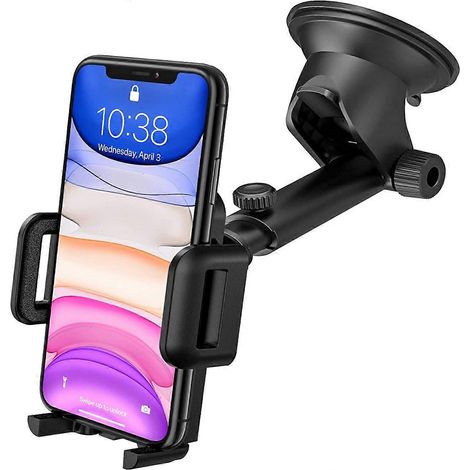 Support Téléphone Voiture Ventouse pour Tableau de Bord Pare-Brise, Rotation 360 Bras Prolong Angle Tlescopique Porte Téléphone Voiture pour Smartphones (1/5)