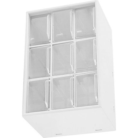 Organiseur de Bureau 9 Cases Type Coffret à Tiroirs Boîte de Rangement Cosmétiques Accessoires Plastique Blanc (1/5)