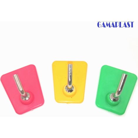 GANCETTO ADESIVO IN PLASTICA COLORI ASSORTITI