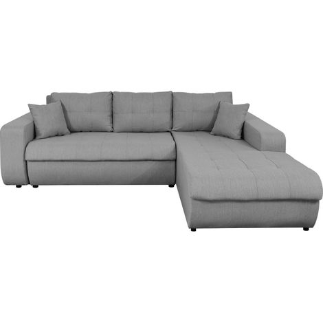 Canapé d'angle convertible 4 places en tissu – Dimensions 246x188x80 cm – Couchage 140x196 cm – Angle droit – Fabrication européenne – Usinestreet (1/10)