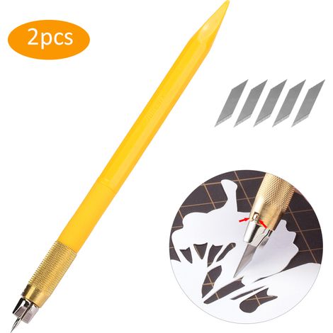 Couteau à graver en caoutchouc Junesix 608 jaune, couteau à stylo pour la création de carnets et la gravure d'autocollants. (1/5)