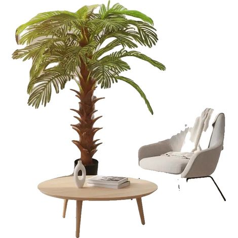 Palmier Cycas Artificiel, hauteur 140 cm, décoration intérieure, style Bonsai, matériau plastique durable, adapté pour les anniversaires (1/5)