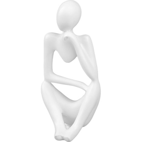 Statuette de penseur en résine, ornement abstrait représentant un penseur, blanc (côté gauche), pour bureau, salon, bibliothèque. (1/5)