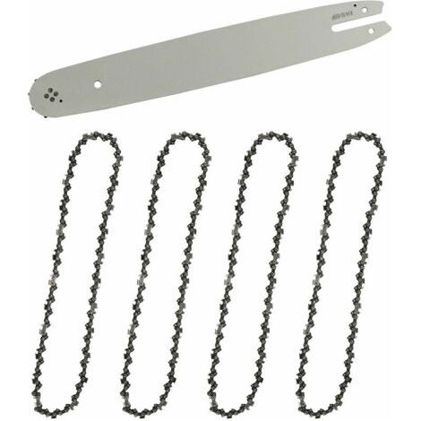 Guide-chaîne & 4 Chaînes de tronçonneuses,Guide tronçonneuse 35cm,Chaînes de tronçonneuses à gouges carrées 3/8\