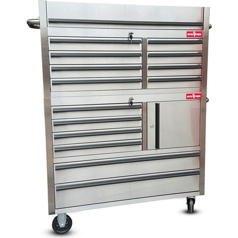 Crytec 41" Stainless Steel 14 Drawer Tool Cabinet (1/4)