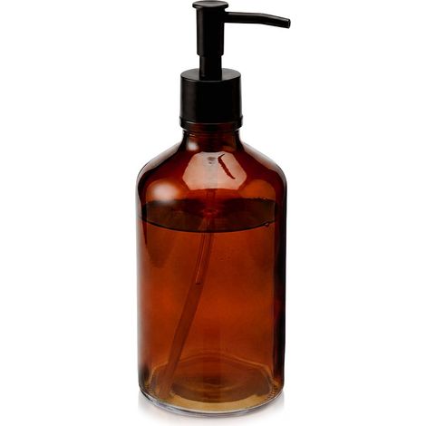 Dispenser di sapone in vetro marrone da 500 ml (1/5)