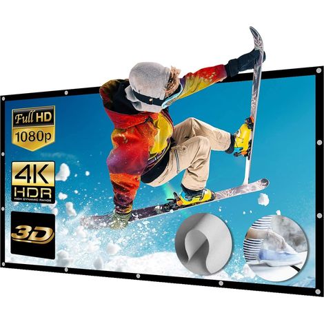 200 Pouces Écran de Projection Écran de Projecteur en Toile Full HD 3D 4K 16 9 Portale pour Vidéoprojecteurs Home Cinema/Plein Air, 22 Œillets Métalliques (443x249cm) (1/5)