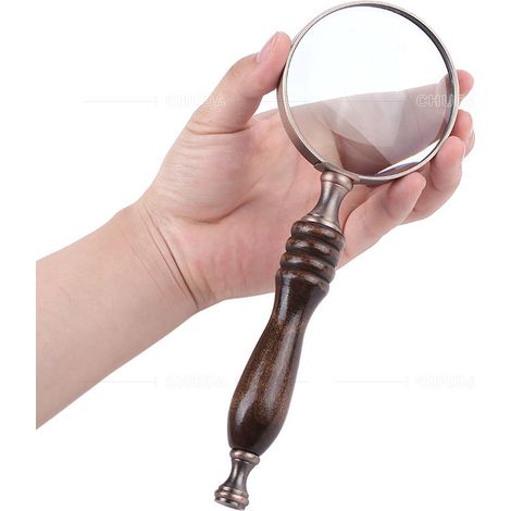 10-fache Lupe aus antikem Kupfer mit Holzgriff und echtem Glas, beste Leselupe für ältere Menschen mit Makuladegeneration