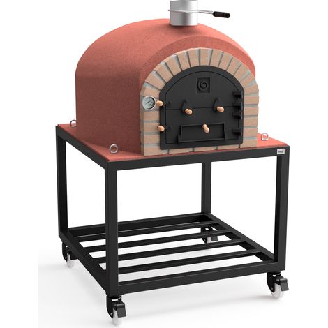 Four à bois d'extérieur en pierre VESUVIUS 120x120x165 cm – Isolation thermique optimale – Thermomètre intégré – Extraction fumée inox 150 mm – Movelar