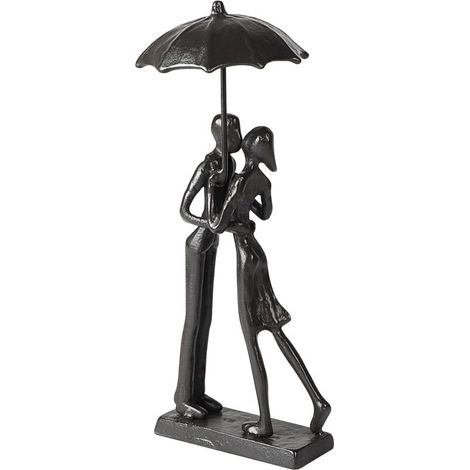 Statue en fonte de couple romantique sous parapluie, décoration rétro pour maison, bureau, cheminée, étagère, sculpture d'art (1/5)