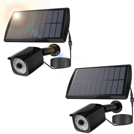 Juego de 2 luces solares con sensor de movimiento, 11 LED, foco de seguridad biónico, resistente al agua, para iluminación exterior (patio, garaje, entrada de vehículos, camino). (1/5)