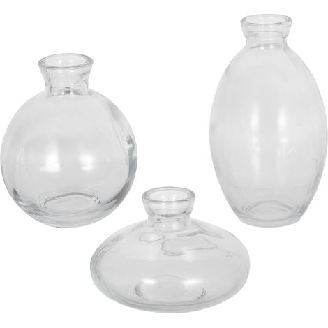 Lot de 3 Set de Set de Petits Vases Décoratifs en Verre Transparent, Design Vintage, pour Centres de Table Mariage, Jardinière de Bureau, Décoration Intérieure et Fête, Taille (1/5)