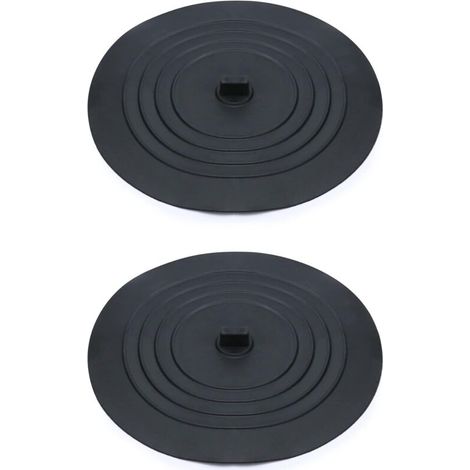 Set di 2 tappi di scarico in silicone, tappi per lavandino, tappi per vasca da bagno, 15 cm, per lavello da cucina, vasca da bagno, neri