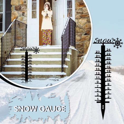Jauge De Neige - 24 cm De Hauteur De Mesure - En Fer - Pour Jardin Extérieur Ou Décoration De Noël - 1 Pièce (1/5)