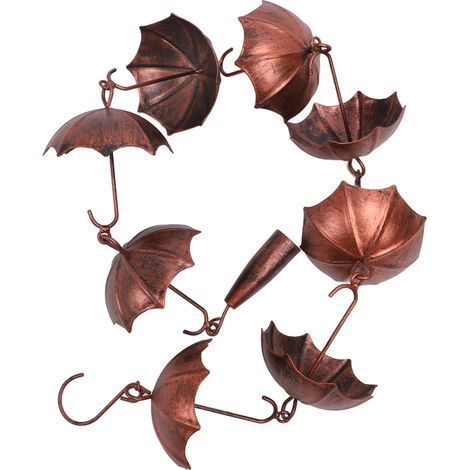 Rosvola Cloche de parapluie décorative avec chaîne de pluie, 39,4 pouces, 8 tasses, pour la maison, le jardin, le Patio, décoration extérieure (1/5)