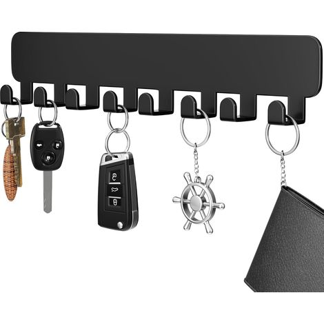 Wandhaken-Set, selbstklebend, kein Bohren erforderlich, 6 kg Schlüsselhalter, Schwarz, Küche/Badezimmer (1/5)