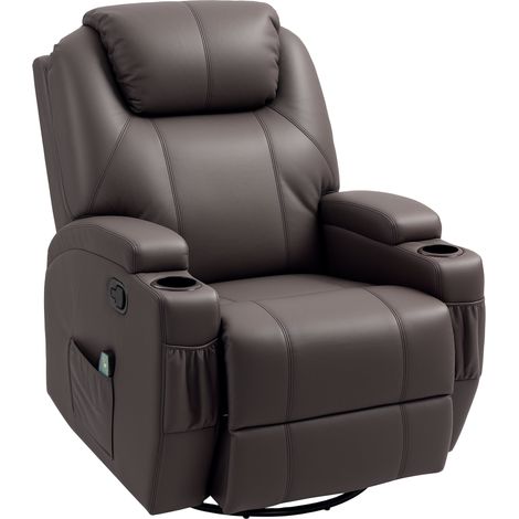 Poltrona Relax Massaggiante Reclinabile con 8 Punti Massaggio e 5 Modalità 84x92x109 cm Marrone Scuro (1/5)