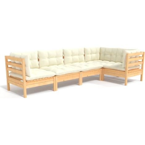 Maison Exclusive - 5-tlg. Garten-Lounge-Set mit Creme Kissen Kief (1/5)