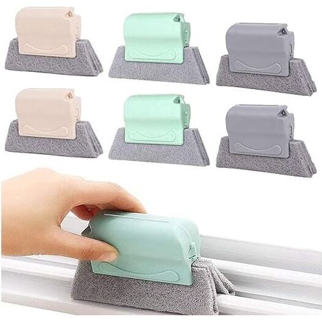 Fensterrillen-Reinigungsbürste, Kreative Reinigungsbürste, Multifunktionale Hand-Küchenbürste, Reinigungswerkzeuge für Bad, Küche, 6 Stück (Grau, Grün, Beige) (1/3)