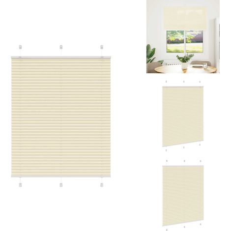 Store plissé crème 110x150cm largeur du tissu 109,4cm polyester - Store Plissé - Stores Plissés - Store Plissé De Fenêtre - Plisse Aveugle (1/5)
