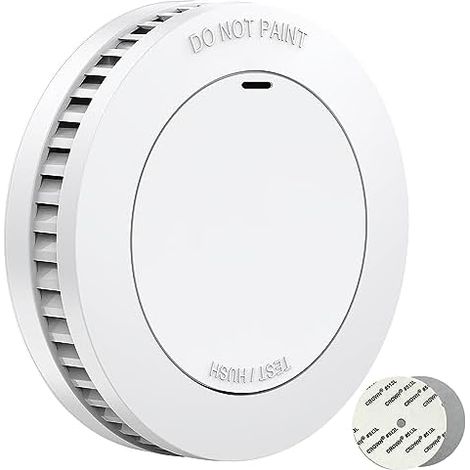 Détecteur de Fumée Set sans Fausses Alarmes, Alarmes D'incendie Clignoter pour Un Collage, des Détecteurs 10 Ans Batterie, Blanc, Lot 1 - (1/5)
