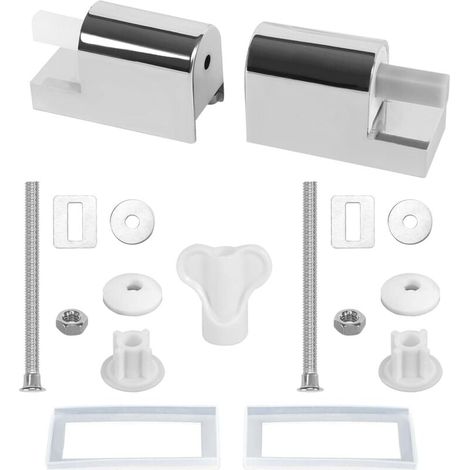 Abattant WC Fixations Charnières, Lot de 2 Charniere Abattant WC Charnières Universelles pour Siège de Toilette, Charnières De Siège De Toilette À Fermeture Douce Kit Fixations Remplacement (1/4)