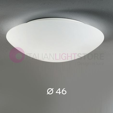 PANDORA PLAFONIERA BIANCA DIAMETRO 46CM IN VETRO 2 LUCI ATTACCO E27 (1/4)