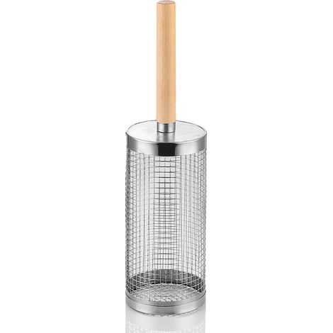 Gril roulant 2 pièces avec poignée amovible et panier de cuisson en acier inoxydable pour légumes, viande, barbecue. Idée cadeau d'anniversaire pour homme et papa. (1/5)