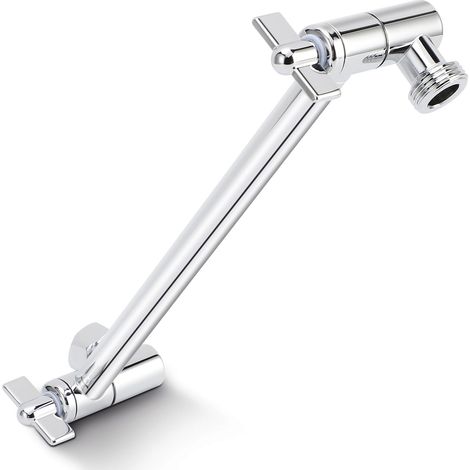Rallonge de pommeau de douche, 25 cm, bras de douche réglable, montage sans outil, chromé, pour tous les angles de douche, raccord universel G1/2, argenté (1/5)