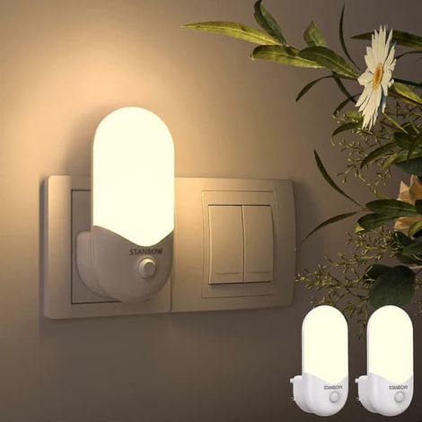 Wandmontierte Nachtlichter, 2er-Pack, sensorgesteuerte LED-Leuchten, automatische Helligkeitsanpassung, warmweißes Licht, geeignet für Flure, Treppenhäuser, Schlafzimmer und andere Orte. (1/5)
