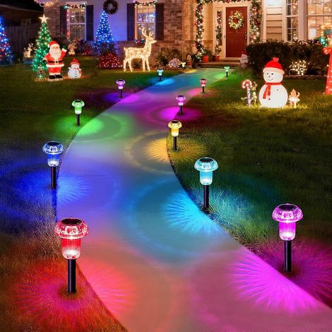 Solar-Wegeleuchten für den Außenbereich, wasserdicht, 8er-Pack, farbwechselnde LED-Solarleuchten, Garten- und Landschaftsbeleuchtung