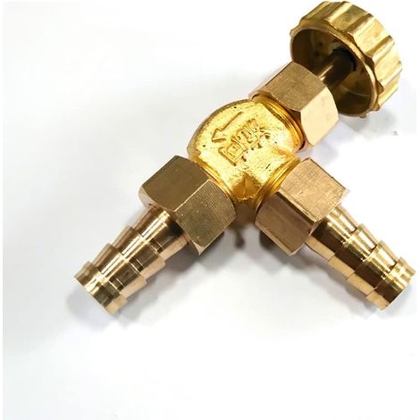 JSSEVN - 1/4 inch Brass Needle Valve Propane Butane Barbed Gas Regulator 1 MPa