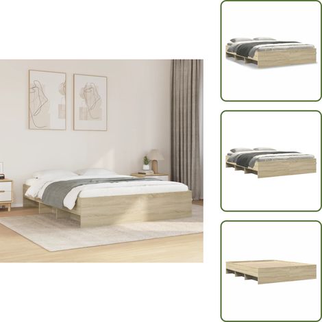Bettgestell ohne Matratze Sonoma-Eiche 160x200 cm Holzwerkstoff - Bettgestell - Bettgestelle - Bettrahmen - Bett (1/5)