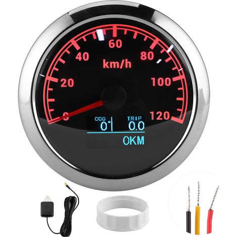 Compteur GPS 85mm avec affichage angle direction, odomètre multifonction pour moto, bateau, voiture - 120km/h (1/5)