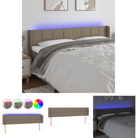 LED Kopfteil Taupe 163x16x78/88 cm Stoff (1/5)
