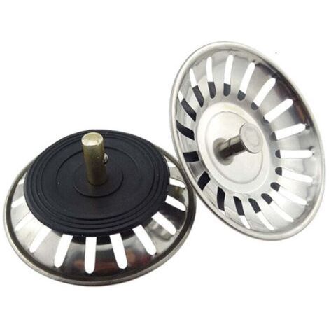 Filtre d'évier à panier 8 cm en acier inoxydable avec joint, paquet 2 (1/5)