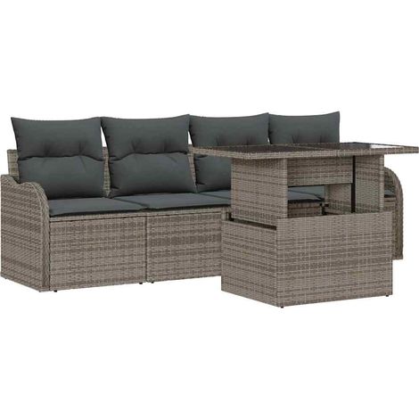 Maison Exclusive - Set Divano da Giardino 5 pcs Grigio Rattan in Polipropilene