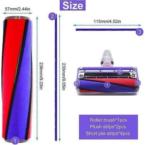 Brosse aspirateur rouleau souple Compatible avec Dyson V6 V7 V8 V10 V11, kit de remplacement avec 6 bandes de feutre (1/5)