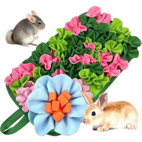 Tappetino per l'alimentazione di piccoli animali, design grazioso, tappetino in pile verde, favorisce un'alimentazione lenta per conigli, criceti e porcellini d'India. (1/5)