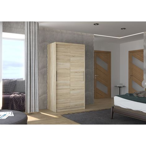 Schiebetürenschrank Schrank Nr.115 in Sonoma Eiche matt 100x200x58 cm (1/3)