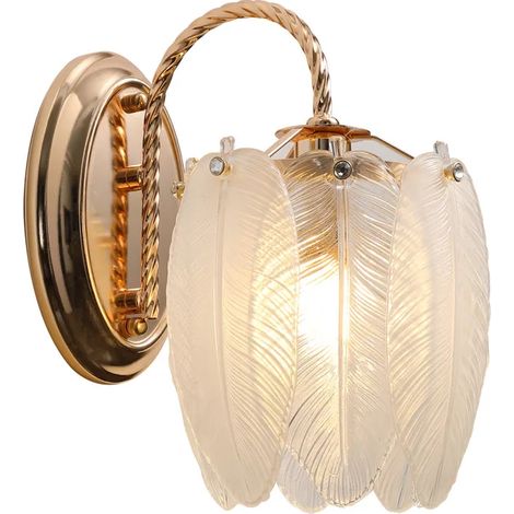 Wandleuchten in Federform aus Glas, verstellbare Nachttischlampen fürs Schlafzimmer, dekorative Wohnzimmerstrahler, elegante Wandbeleuchtung, 2er-Pack (1/4)