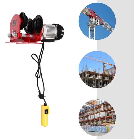 Elektrische Laufkatze 370W 1T Mini-Elektrische Hebezeugene, Einstellbare Breite 68–120cm, Mini-Elektrohebezeug mit Langes Fernsteuerungskabel, für Baustellen, Fabriken