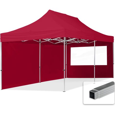 TOOLPORT pop up gazebo 3x6m with two side panels & aluminium frame folding garden tent Water repellent red