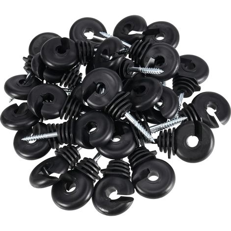Lot de 100 isolateurs de clôture électrique noirs de 8,4 cm pour clôture électrique (1/5)