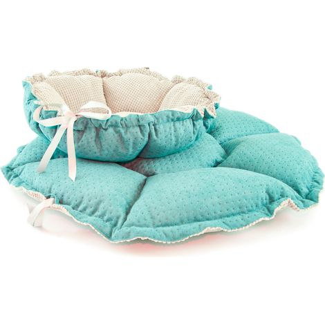 Cama Daisy turquesa acolchada de 80 cm (1/5)