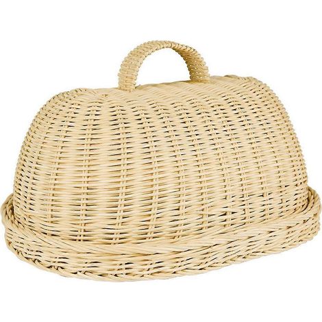 Handgeflochtener Brotkorb aus Rattan, Servierkorb für Obst, Gemüse und Speisekammer mit staubdichtem Deckel, ideal für Küche und Restaurant