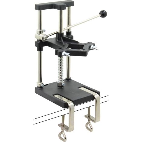 Support de perçage pour perceuse – Hauteur réglable jusqu'à 30 mm – Triple guidage en métal pour précision – Fixation sur table avec pinces – (1/5)